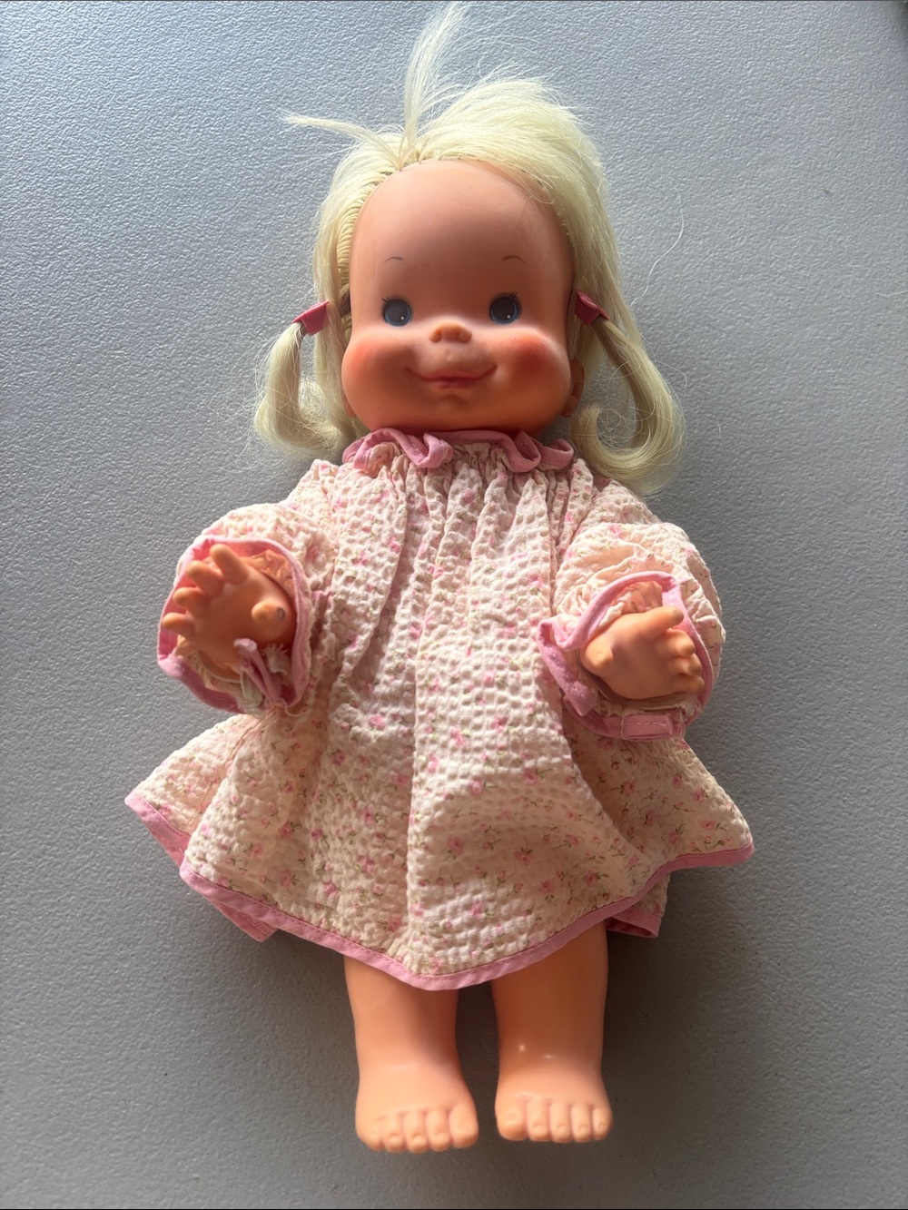 Blonde Baby Doll in Pink Floral Dress - Kids Toy